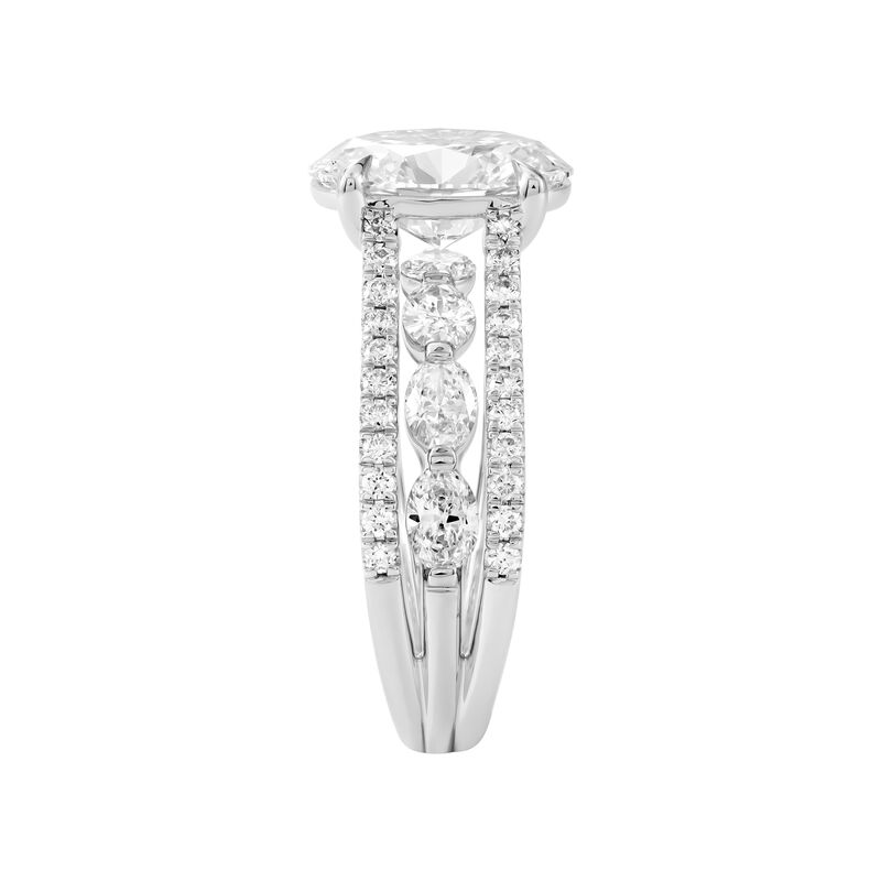 Oval Lab Grown Diamond 4ctw. Three Row Engagement Ring in 14k White Gold image number null